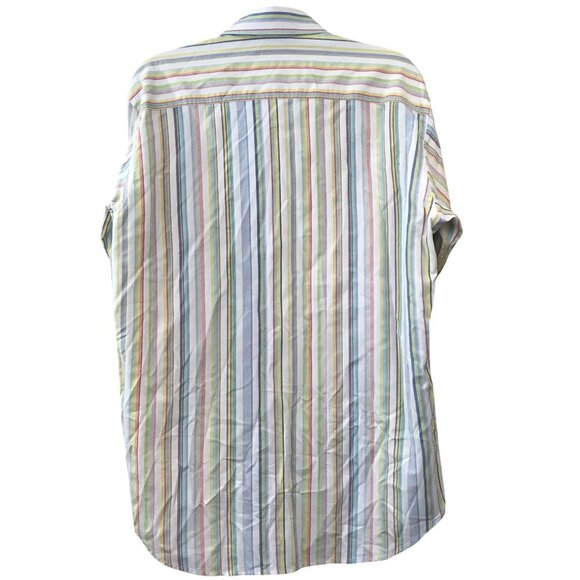 ZegnaSport Mens Multicolor Striped Long Sleeve Cotton Button-Up Shirt M - Picture 3 of 11